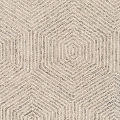 9' X 12' Sand Beige Wool Geometric Hand Tufted Area Rug