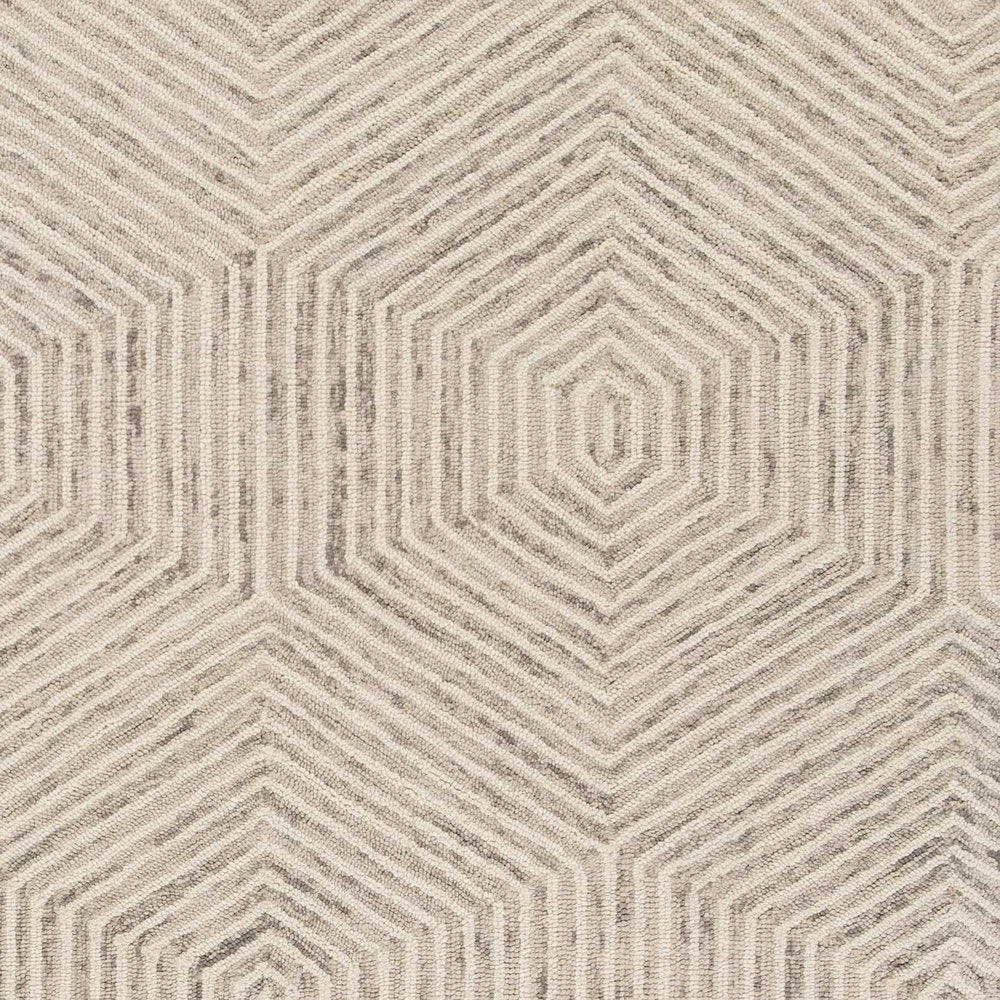 9' X 12' Sand Beige Wool Geometric Hand Tufted Area Rug