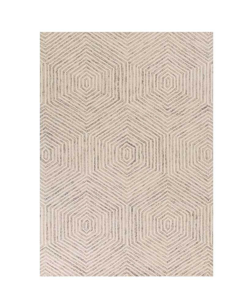 9' X 12' Sand Beige Wool Geometric Hand Tufted Area Rug