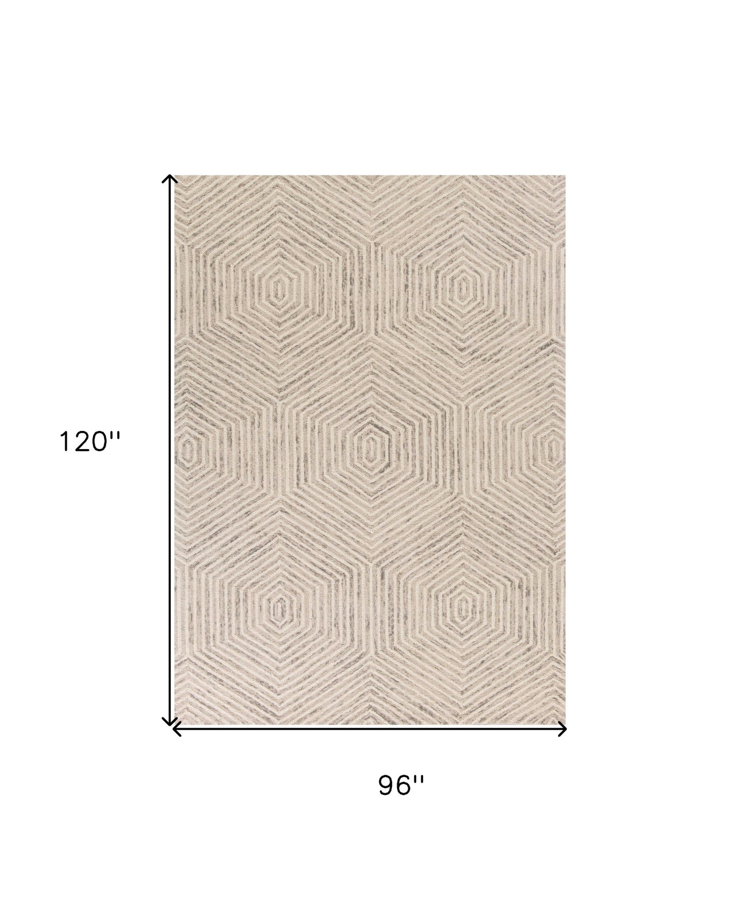 5' X 7' Ivory Geometric Hexagon Wool Indoor Area Rug