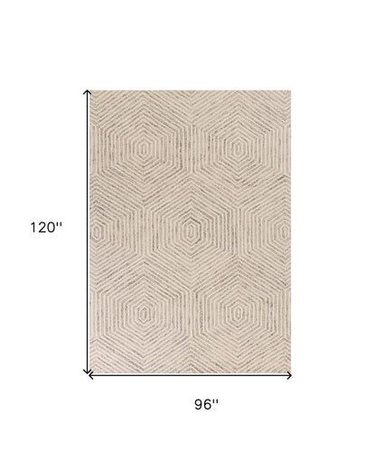 5' X 7' Sand And Beige Wool Geometric Hand Tufted Area Rug