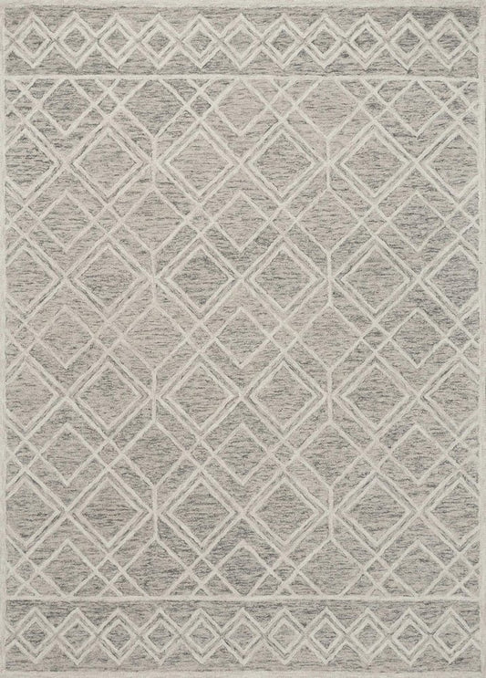 8' X 10' Sand Beige And Ivory Wool Geometric Hand Tufted Area Rug