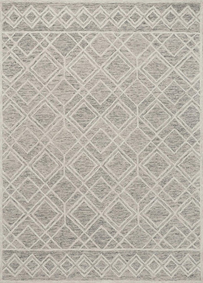 8' X 10' Sand Beige And Ivory Wool Geometric Hand Tufted Area Rug