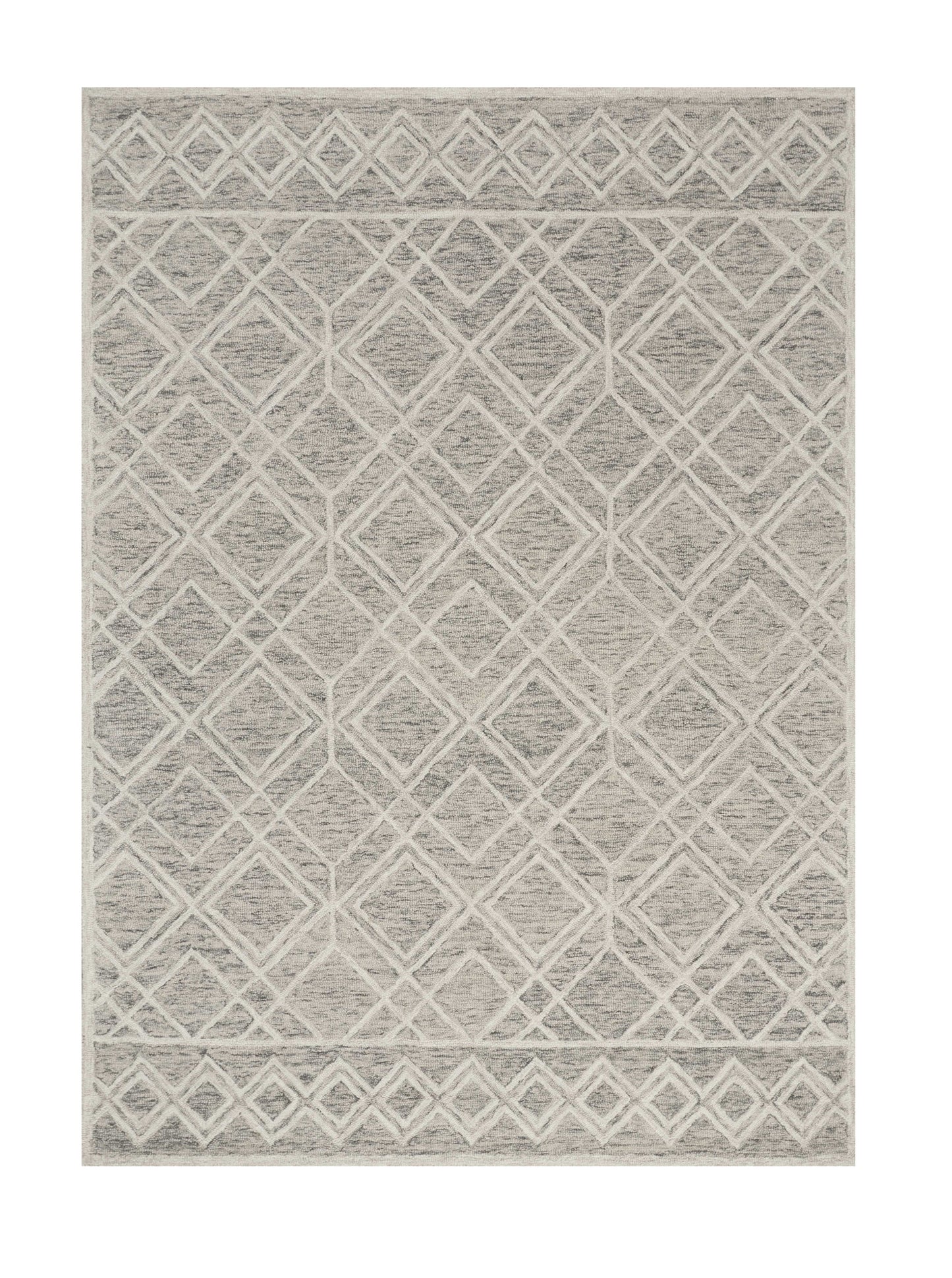 5' X 7' Sand Geometric Diamond Wool Indoor Area Rug