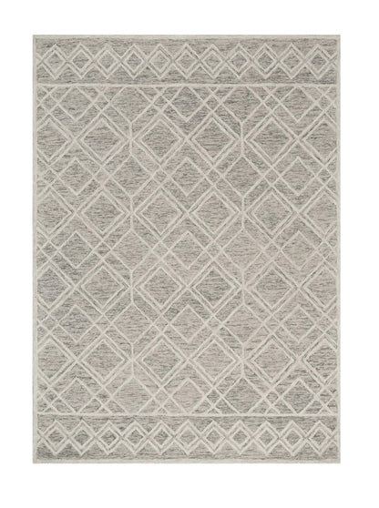 8' X 10' Sand Beige And Ivory Wool Geometric Hand Tufted Area Rug