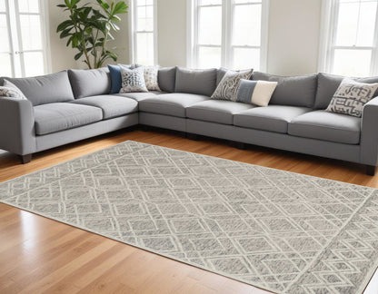 5' X 7' Sand Geometric Diamond Wool Indoor Area Rug