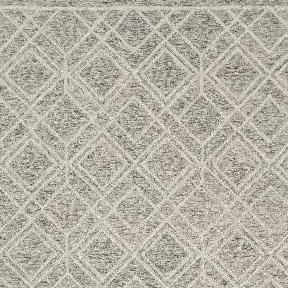 5' X 7' Sand Geometric Diamond Wool Indoor Area Rug