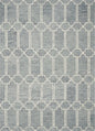 8' X 10' Slate Blue And Ivory Wool Geometric Hand Tufted Area Rug