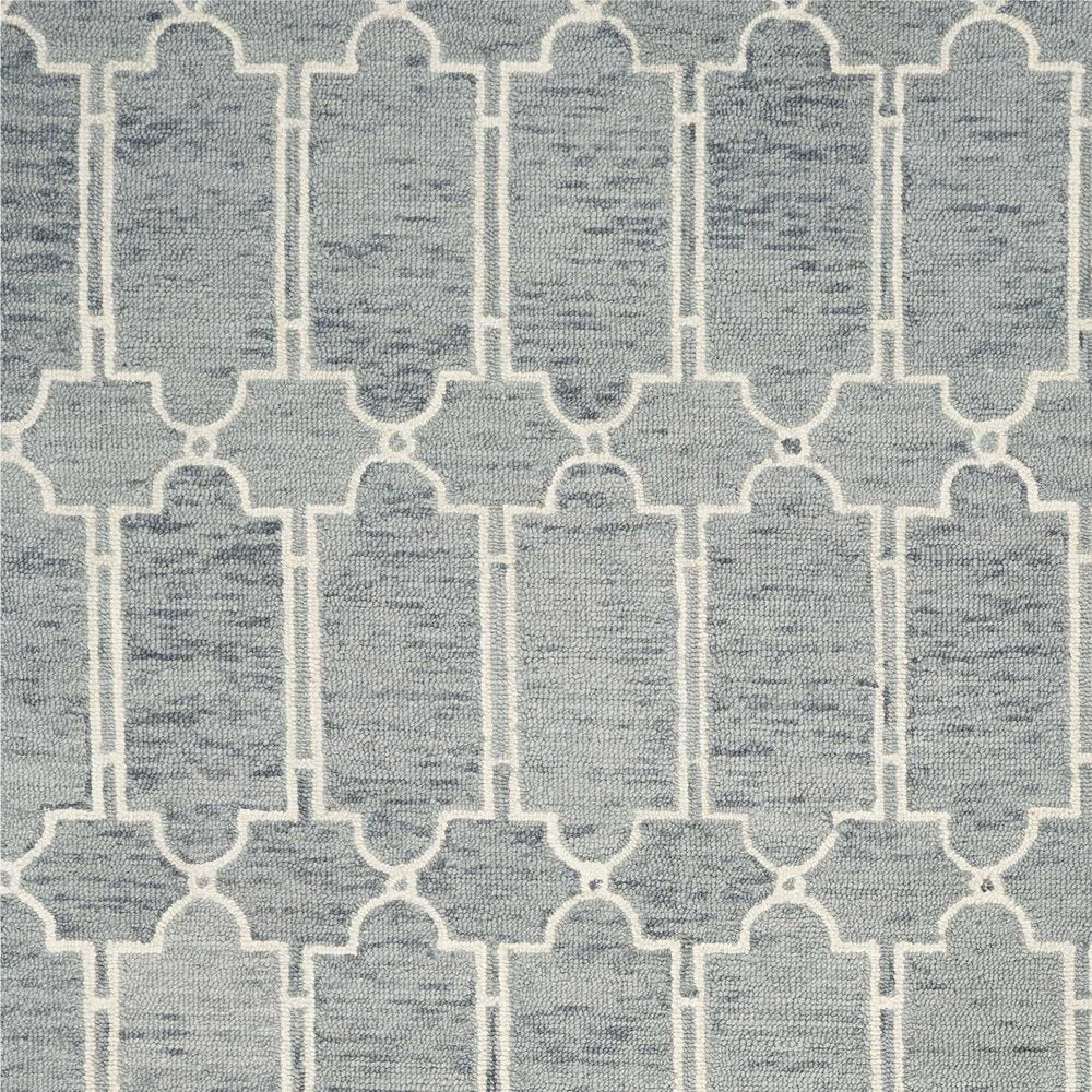 5' X 7' Slate Blue And Ivory Wool Geometric Hand Tufted Area Rug