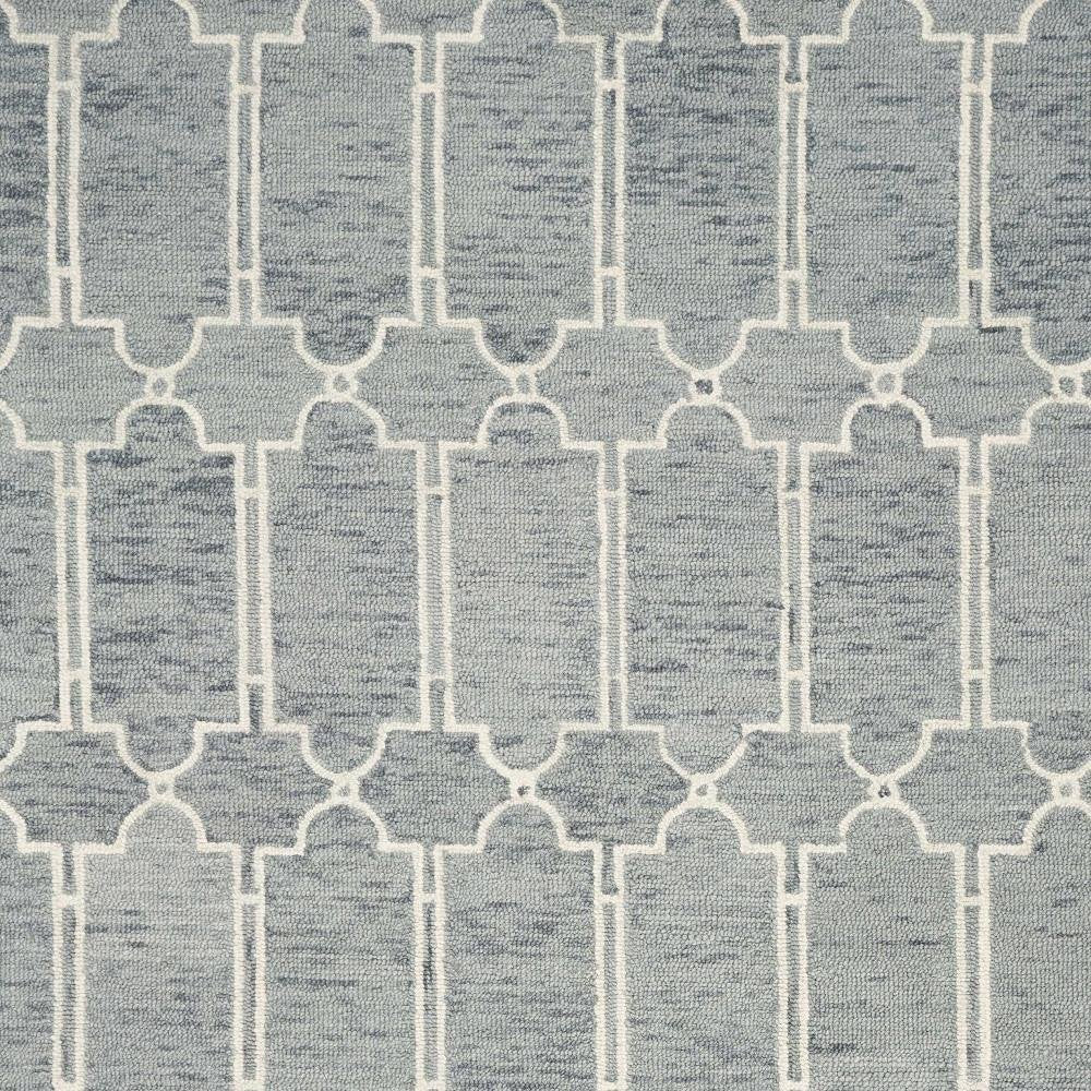 5' X 7' Slate Blue And Ivory Wool Geometric Hand Tufted Area Rug