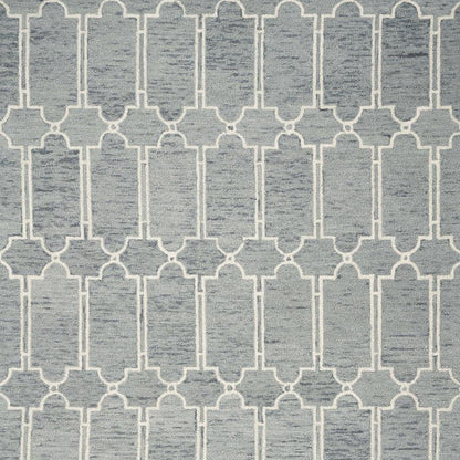 5' X 7' Slate Blue And Ivory Wool Geometric Hand Tufted Area Rug