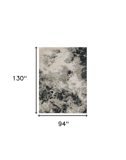 9' X 13' Silver And Black Abstract Area Rug
