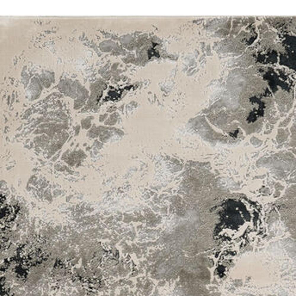 9' X 13' Silver And Black Abstract Area Rug