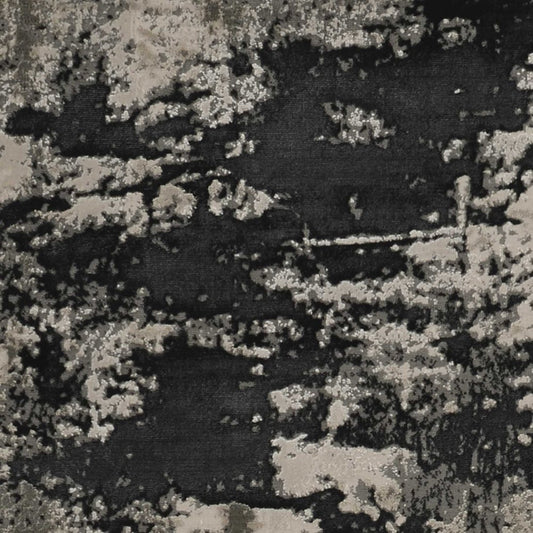 7' X 10' Black And Silver Abstract Area Rug