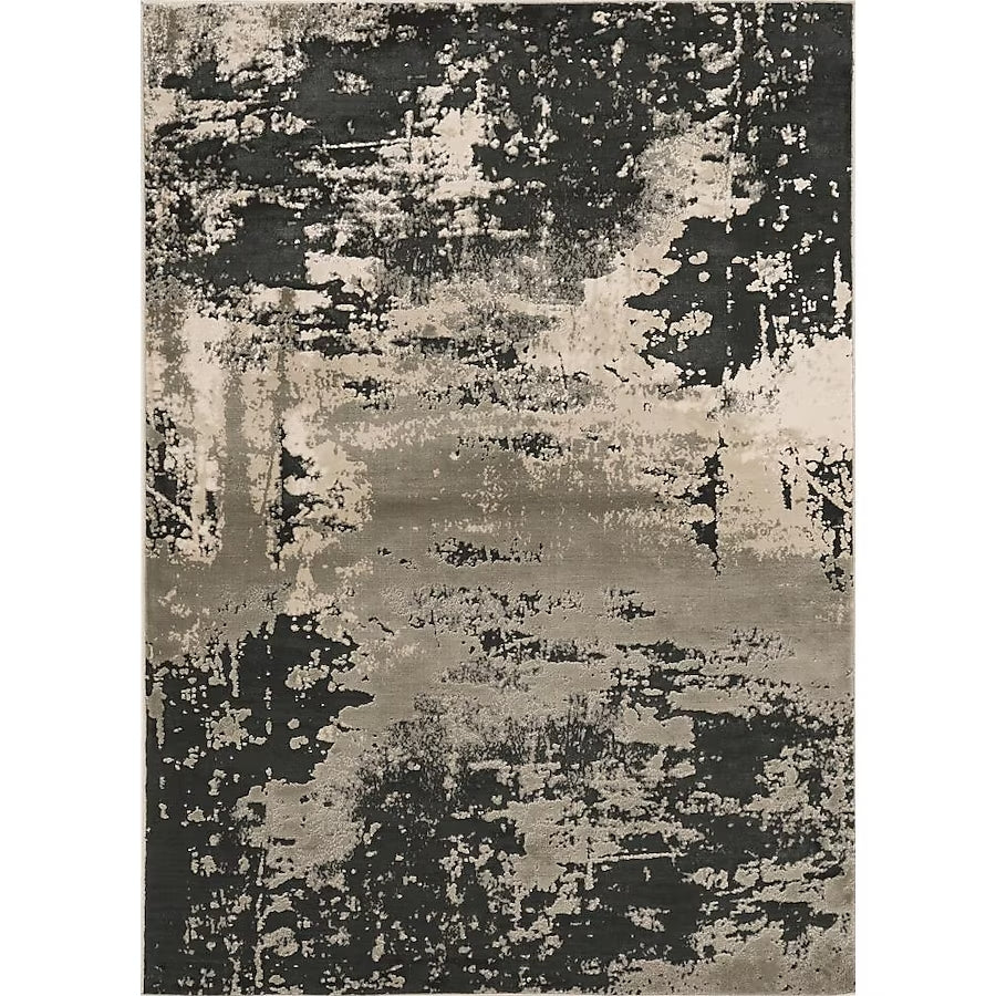 5' X 8' Silver Charcoal Abstract Design Indoor Area Rug