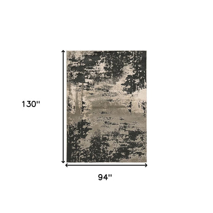 5' X 8' Silver Charcoal Abstract Design Indoor Area Rug