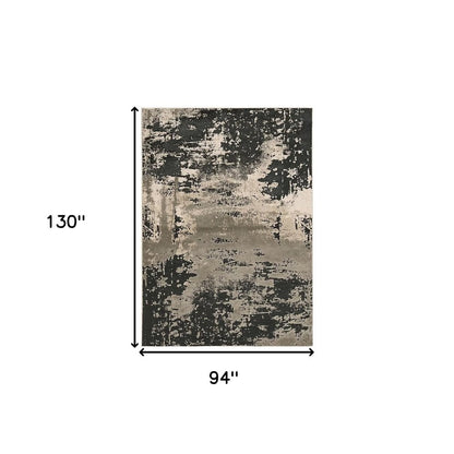 7' X 10' Black And Silver Abstract Area Rug