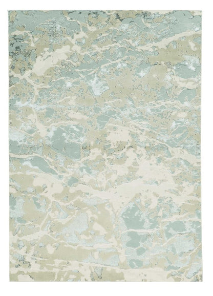 5' X 8' Sand Gray and Green Abstract Area Rug