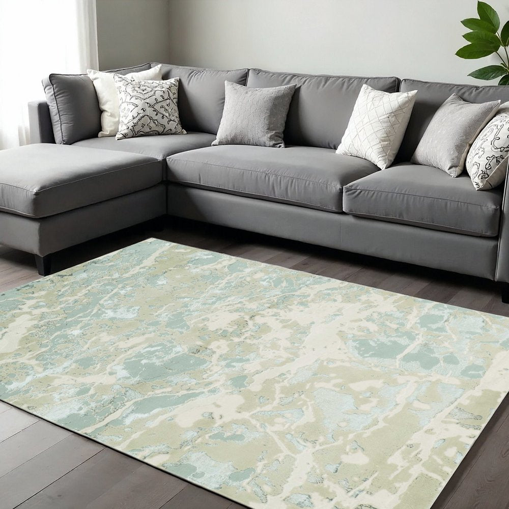 9' X 13' Sand Gray And Beige Abstract Area Rug
