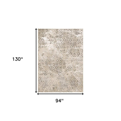 5' X 8' Sand And Light Blue Geometric Area Rug