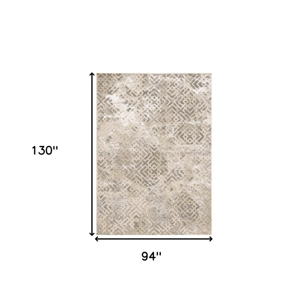 10' X 13' Sand And Light Blue Geometric Area Rug