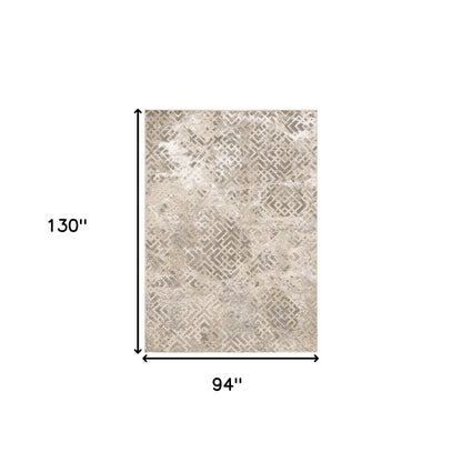10' X 13' Sand And Light Blue Geometric Area Rug