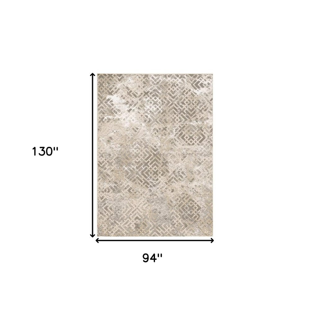 5' X 8' Sand And Light Blue Geometric Area Rug