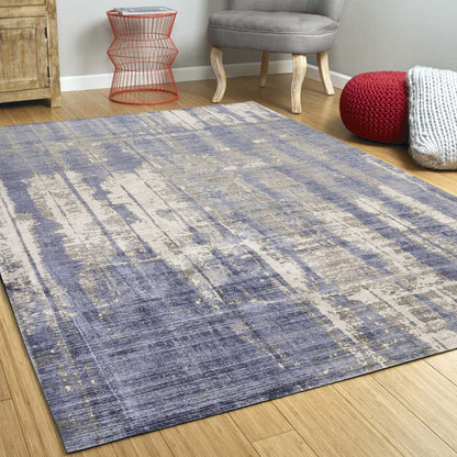 7' X 10' Gray And Ivory Abstract Hand Loomed Area Rug