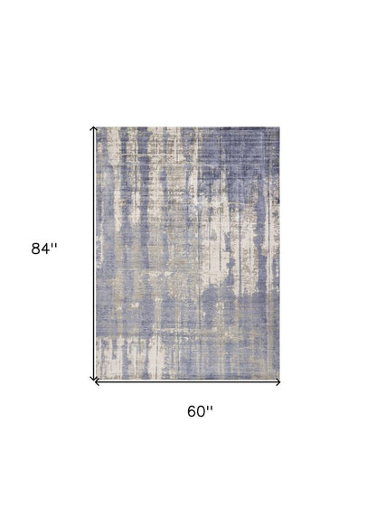 5' X 7' Gray And Ivory Abstract Hand Loomed Area Rug