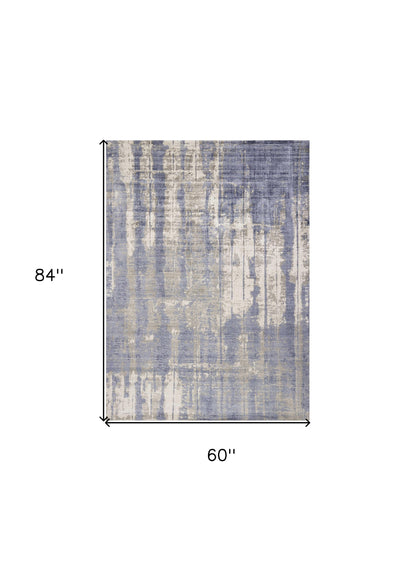 5' X 7' Gray And Ivory Abstract Hand Loomed Area Rug
