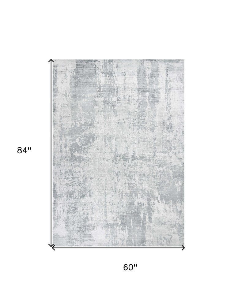 8' X 10' Dark Gray And Light Gray Abstract Hand Loomed Area Rug