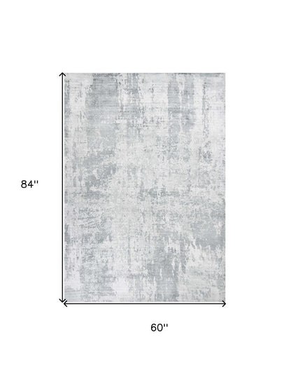 3' X 5' Dark Gray And Light Gray Abstract Hand Loomed Area Rug