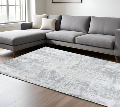 3' X 5' Dark Gray And Light Gray Abstract Hand Loomed Area Rug