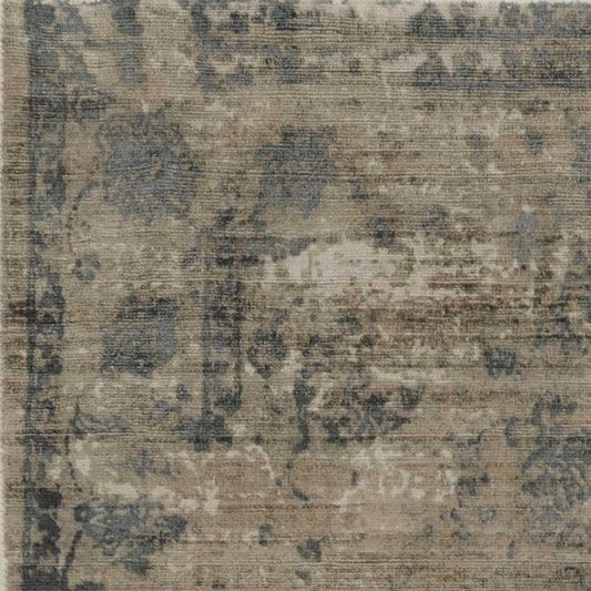 9' X 13' Beige And Blue Floral Medallion Hand Loomed Area Rug