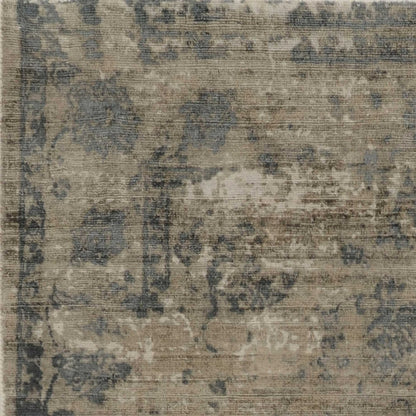 5' X 7' Beige And Blue Floral Medallion Hand Loomed Area Rug