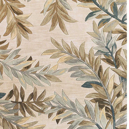 5' X 8' Ivory Hand Tufted Pinnate Fronds Indoor Area Rug