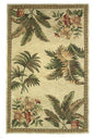 5' X 8' Ivory Green And Brown Wool Tropical Botanical Hand Tufted Area Rug