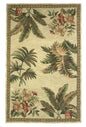 10' Ivory Green And Brown Wool Tropical Botanical Hand Tufted Runner Rug