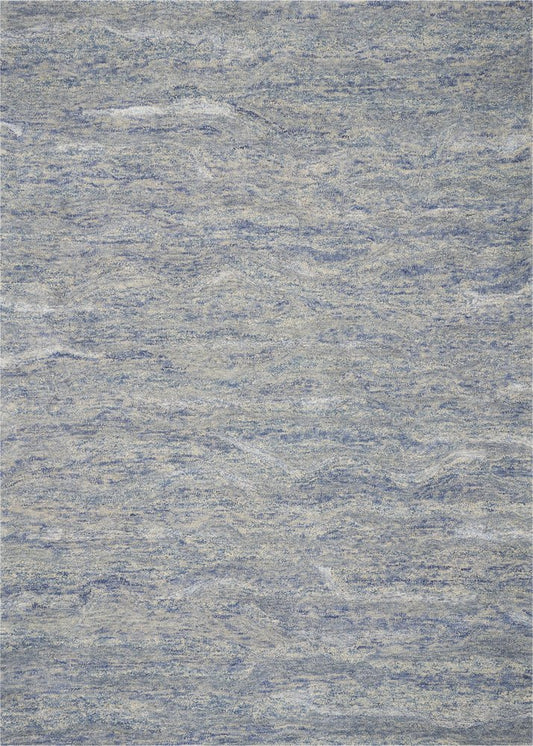 7' X 9' Blue And Beige Wool Abstract Hand Tufted Area Rug