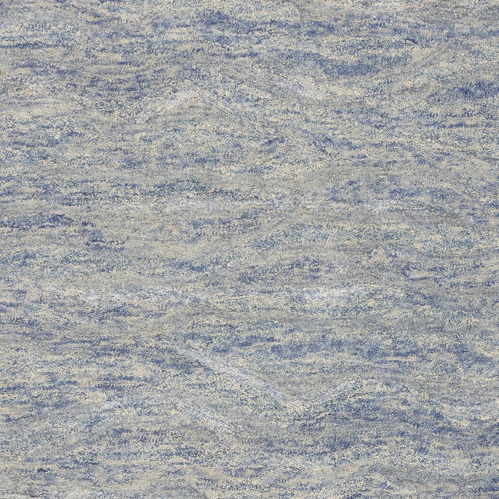 7' X 9' Blue And Beige Wool Abstract Hand Tufted Area Rug