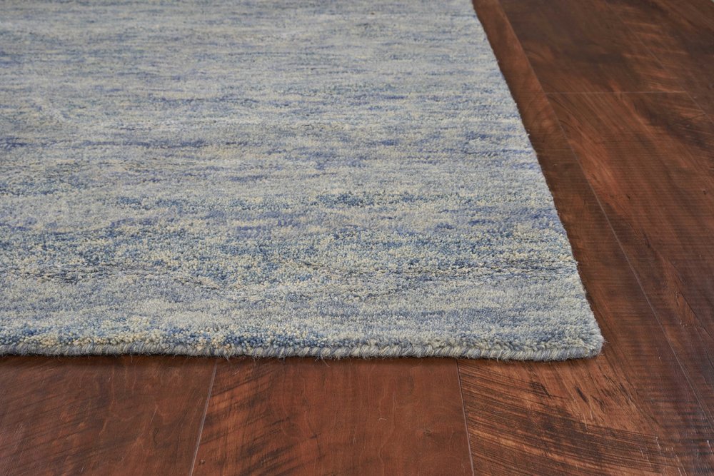 7' X 9' Blue And Beige Wool Abstract Hand Tufted Area Rug