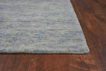 7' X 9' Blue And Beige Wool Abstract Hand Tufted Area Rug
