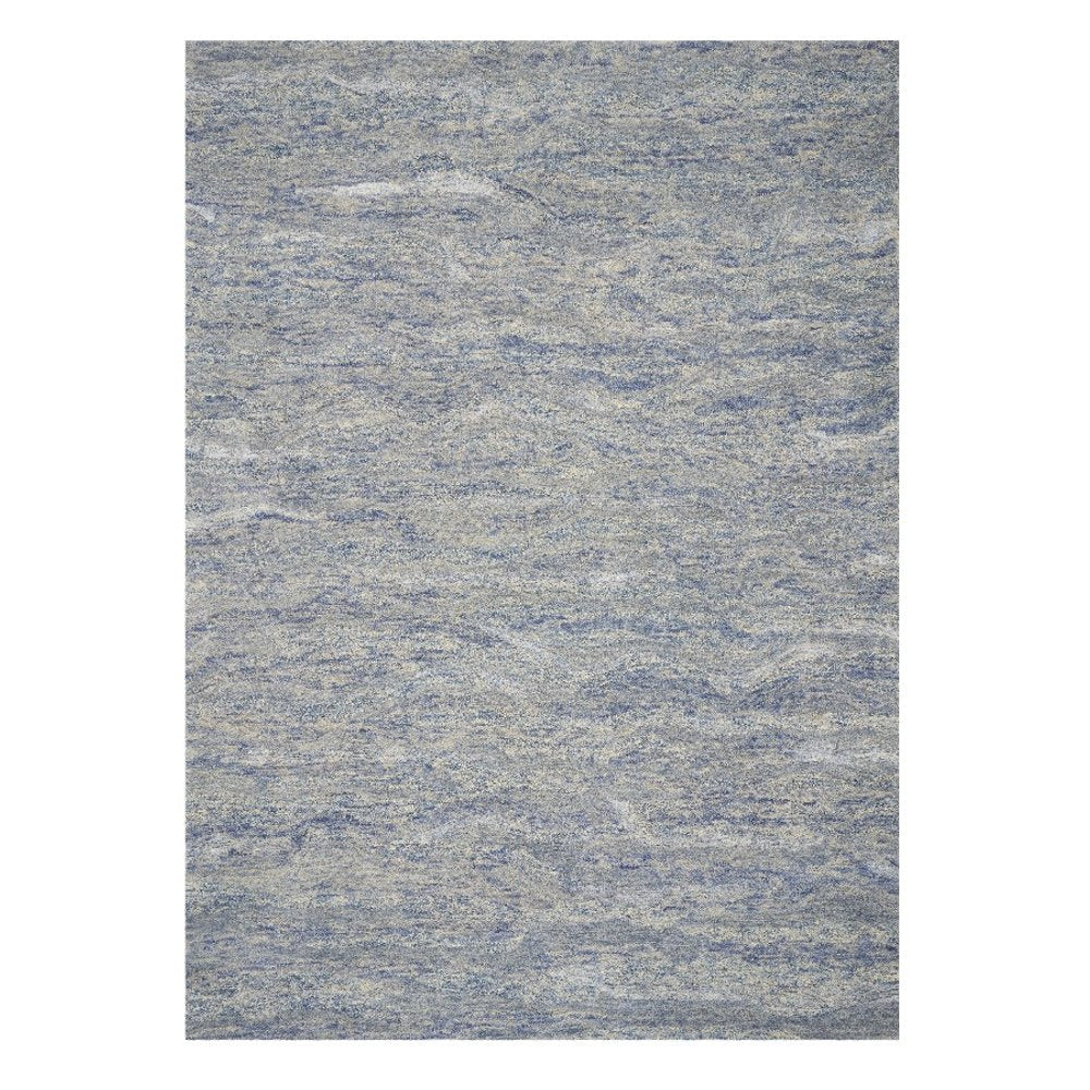 7' X 9' Blue And Beige Wool Abstract Hand Tufted Area Rug