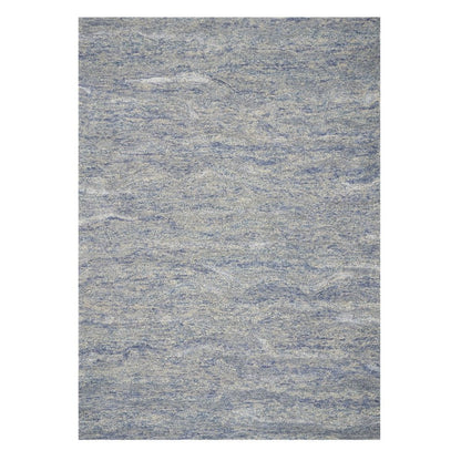 7' X 9' Blue And Beige Wool Abstract Hand Tufted Area Rug