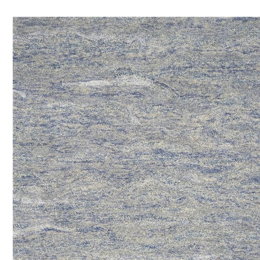 7' X 9' Blue And Beige Wool Abstract Hand Tufted Area Rug
