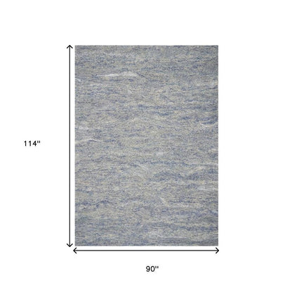 7' X 9' Blue And Beige Wool Abstract Hand Tufted Area Rug