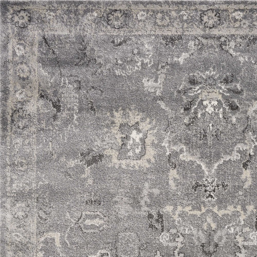 5' X 8' Gray And Light Gray Floral Medallion Area Rug