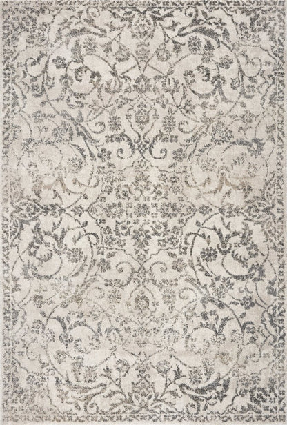 8' X 10' Ivory And Brown Floral Medallion Distressed Area Rug