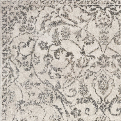 8' X 10' Ivory And Brown Floral Medallion Distressed Area Rug