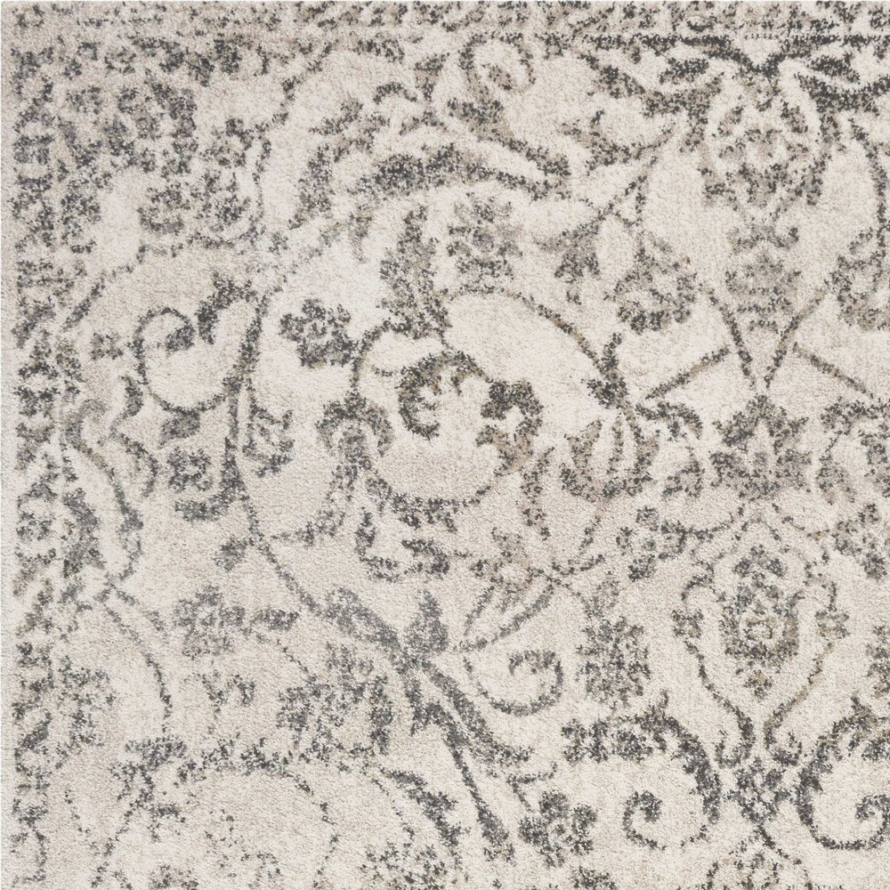 5' X 8' Ivory And Brown Floral Medallion Area Rug